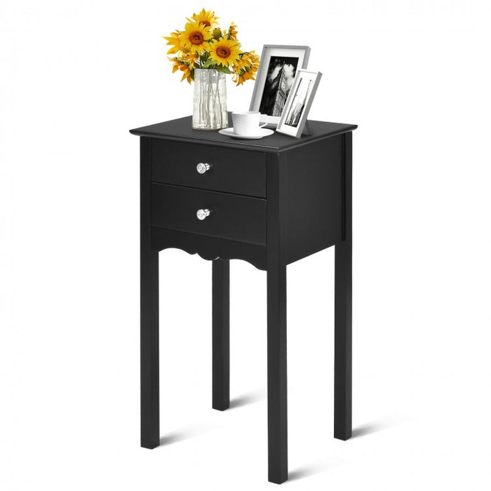 Costway Modern Minimalist Shop Side Table - Sofa End Table with 2 Drawers