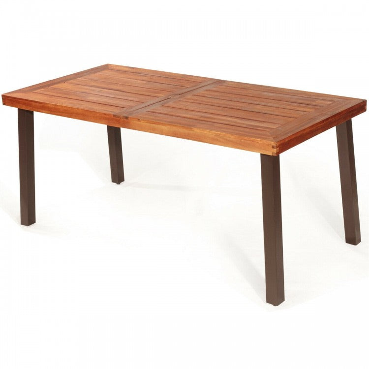 Outdoor Rustic Rectangular Dining and Coffee Table - Suitable for Patio, Backyard, and Gatherings