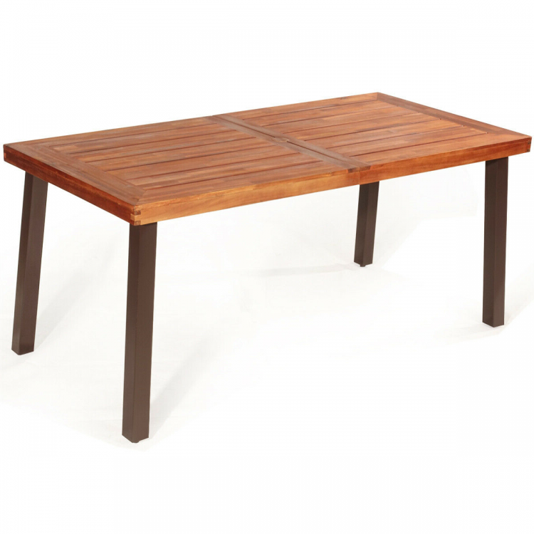 Outdoor Rustic Rectangular Dining and Coffee Table - Suitable for Patio, Backyard, and Gatherings