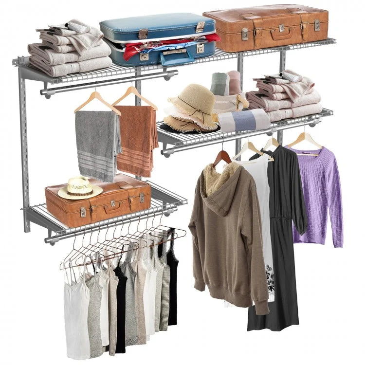 Wall-Mounted Custom Closet Organization Kit with Hanging Rod - Easy to Clean and Install, Ideal for Bedroom