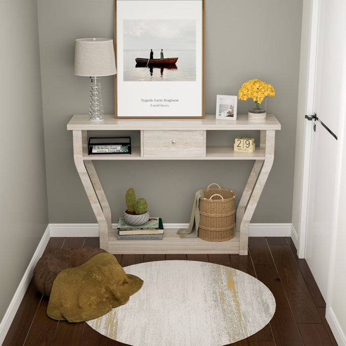 Costway Modern Entryway Console Table with Drawers - Suitable for Living Room and Porch