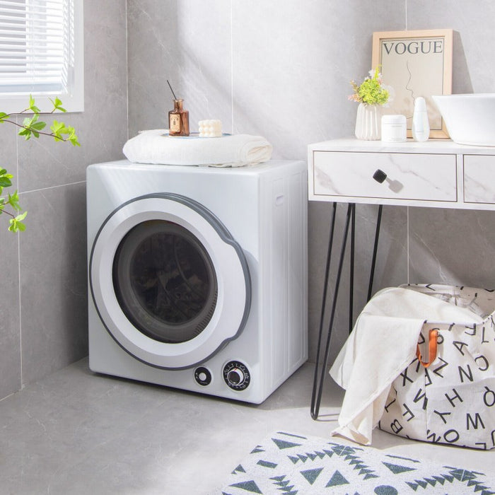 White Compact Tumble Dryer with Four Modes - Ideal for Dorms and Apartments