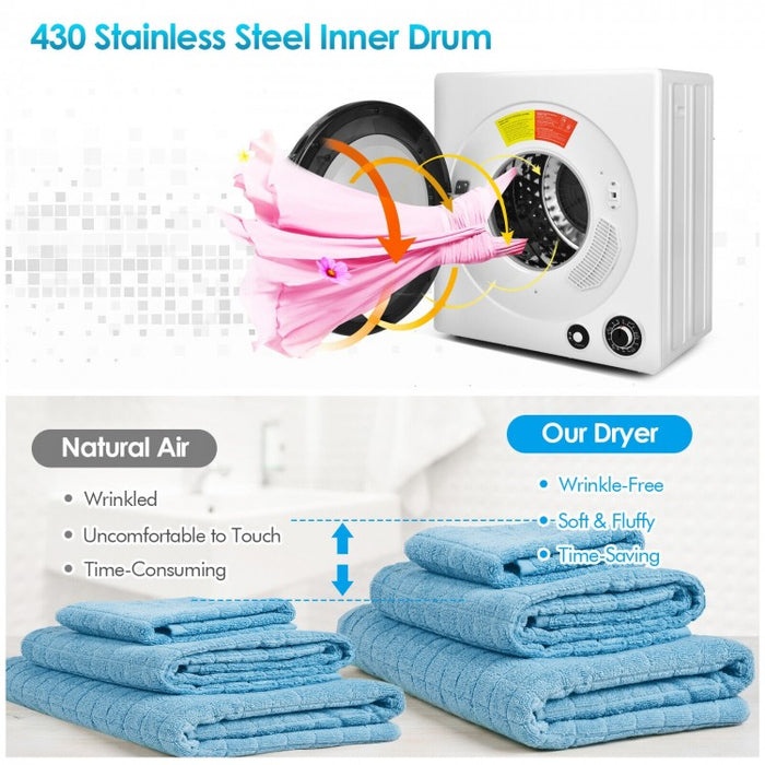 White Compact Tumble Dryer with Four Modes - Ideal for Dorms and Apartments