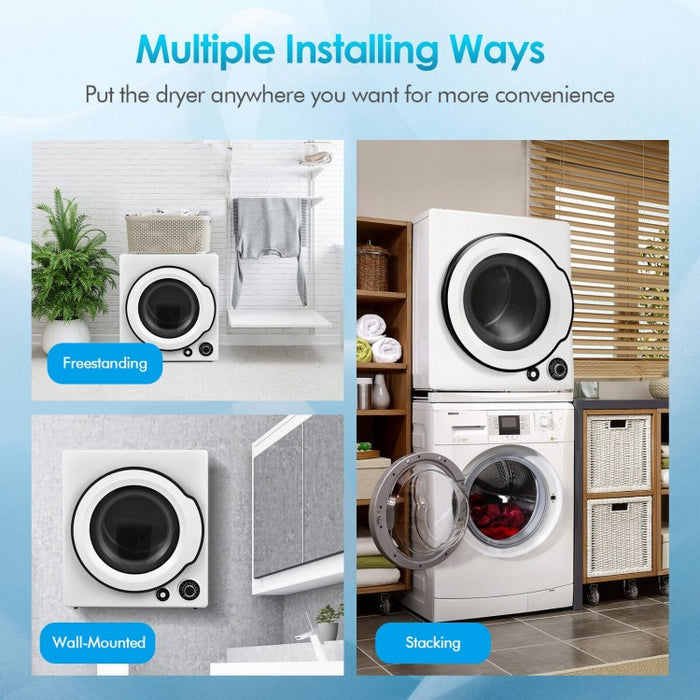 White Compact Tumble Dryer with Four Modes - Ideal for Dorms and Apartments