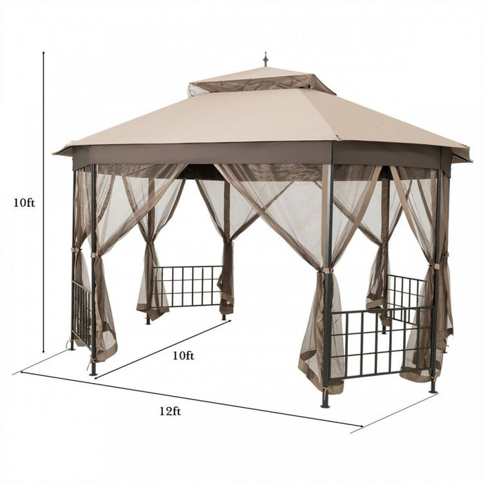 10'x12' Octagonal Outdoor Patio Gazebo Canopy Tent