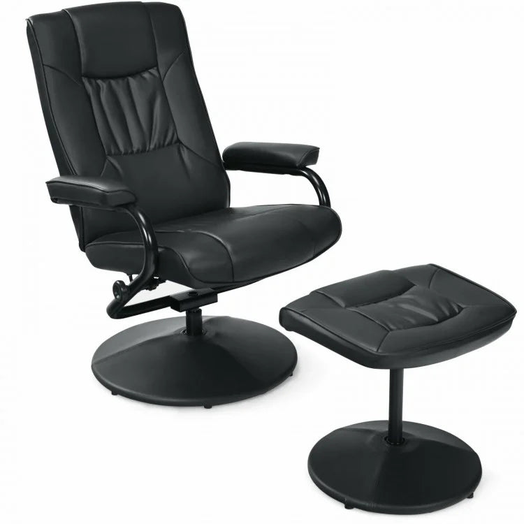 360° Rotating PU Leather Footrest Recliner Chair with Adjustable Backrest for Office, Living Room, Bedroom, and Home Theater