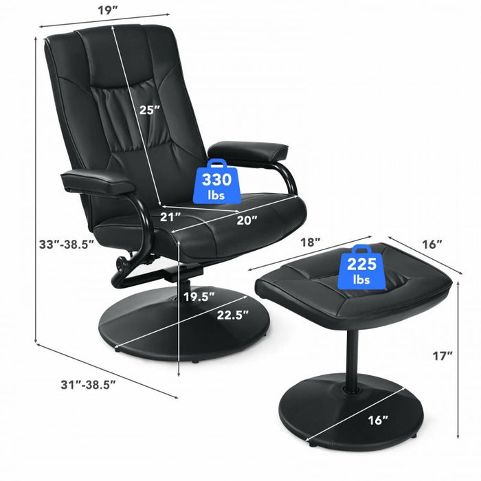 360° Rotating PU Leather Footrest Recliner Chair with Adjustable Backrest for Office, Living Room, Bedroom, and Home Theater