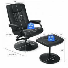 Load image into Gallery viewer, 360° Rotating PU Leather Footrest Recliner Chair with Adjustable Backrest for Office, Living Room, Bedroom, and Home Theater
