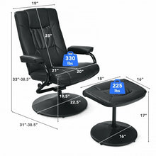 Load image into Gallery viewer, Black 360° Adjustable Recliner Chair with Footrest for Home and Office
