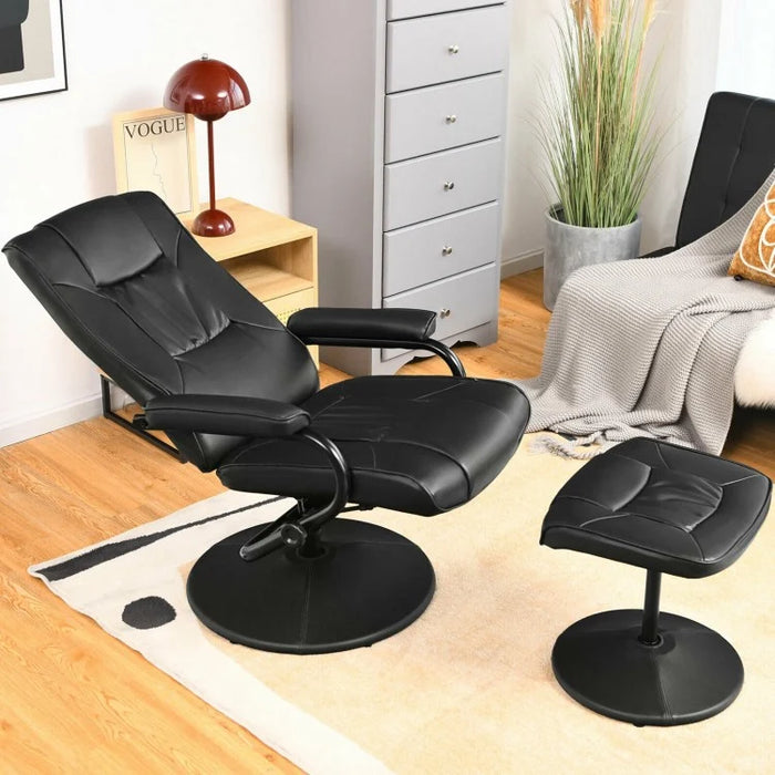 360° Rotating PU Leather Footrest Recliner Chair with Adjustable Backrest for Office, Living Room, Bedroom, and Home Theater