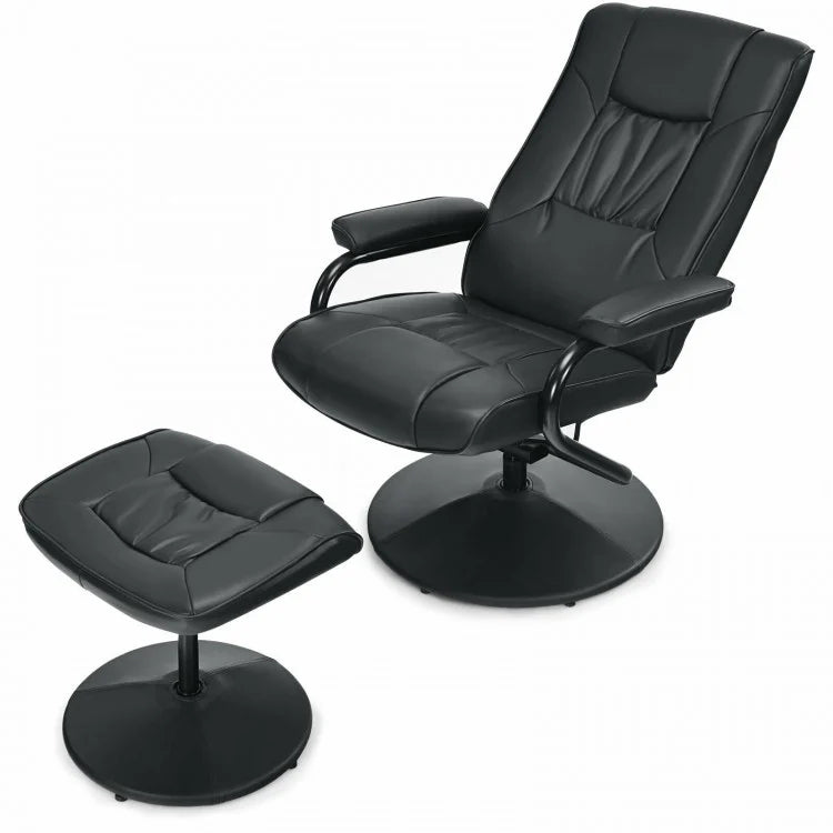 Black 360° Adjustable Recliner Chair with Footrest for Home and Office