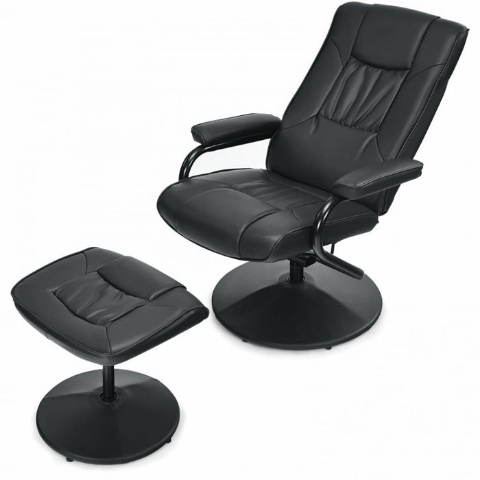 360° Rotating PU Leather Footrest Recliner Chair with Adjustable Backrest for Office, Living Room, Bedroom, and Home Theater
