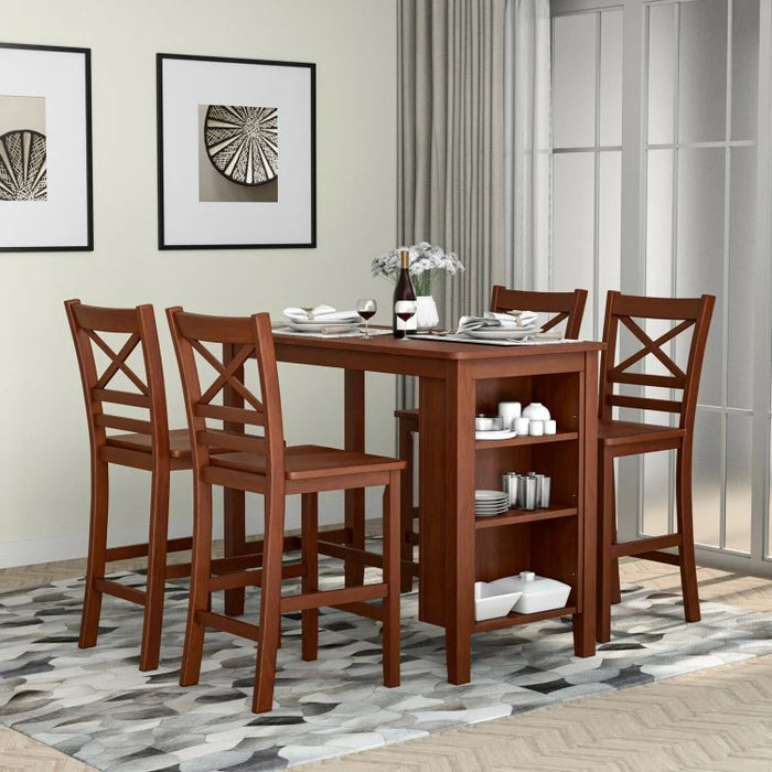 Vintage Rectangular Dining Table with Three-Tier Storage Shelf - Suitable for Kitchen and Restaurant