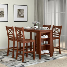 Load image into Gallery viewer, Vintage Rectangular Dining Table with Three-Tier Storage Shelf - Suitable for Kitchen and Restaurant
