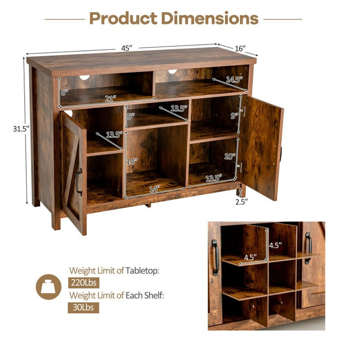 Costway Home Bar Cabinet Vintage Cupboard with Removable Wine Rack - Suitable for Restaurant and Kitchen