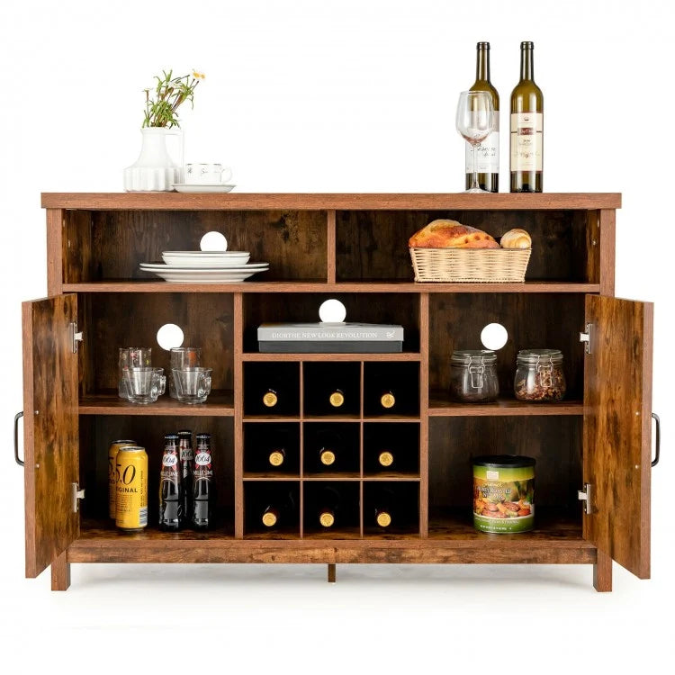 Costway Home Bar Cabinet Vintage Cupboard with Removable Wine Rack - Suitable for Restaurant and Kitchen