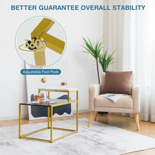 Load image into Gallery viewer, Costway Marble Side Table Nightstand with 2-Tier Storage Shelf and Marble Top - Suitable for Living Room and Bedroom
