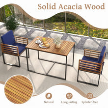 Load image into Gallery viewer, Outdoor Wood Dining Table Set - 3-Piece Set with Built-in 2 Armchairs and 1 Dining Table - Suitable for Backyard and Poolside
