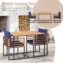 Load image into Gallery viewer, Outdoor Wood Dining Table Set - 3-Piece Set with Built-in 2 Armchairs and 1 Dining Table - Suitable for Backyard and Poolside
