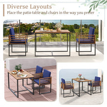 Load image into Gallery viewer, Outdoor Wood Dining Table Set - 3-Piece Set with Built-in 2 Armchairs and 1 Dining Table - Suitable for Backyard and Poolside
