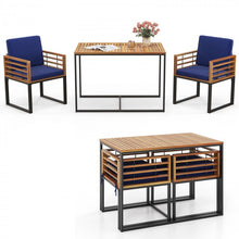 Load image into Gallery viewer, Outdoor Wood Dining Table Set - 3-Piece Set with Built-in 2 Armchairs and 1 Dining Table - Suitable for Backyard and Poolside
