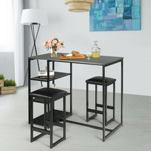 Charger l&#39;image dans la galerie, Modern Dining Room Sets - 3-Piece Set with 2 Upholstered Bar Stools and 3-Tier Storage Rack - Suitable for Restaurant and Bar
