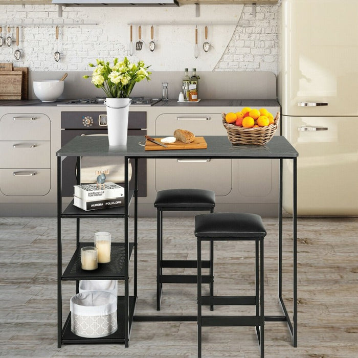 Modern Dining Room Sets - 3-Piece Set with 2 Upholstered Bar Stools and 3-Tier Storage Rack - Suitable for Restaurant and Bar
