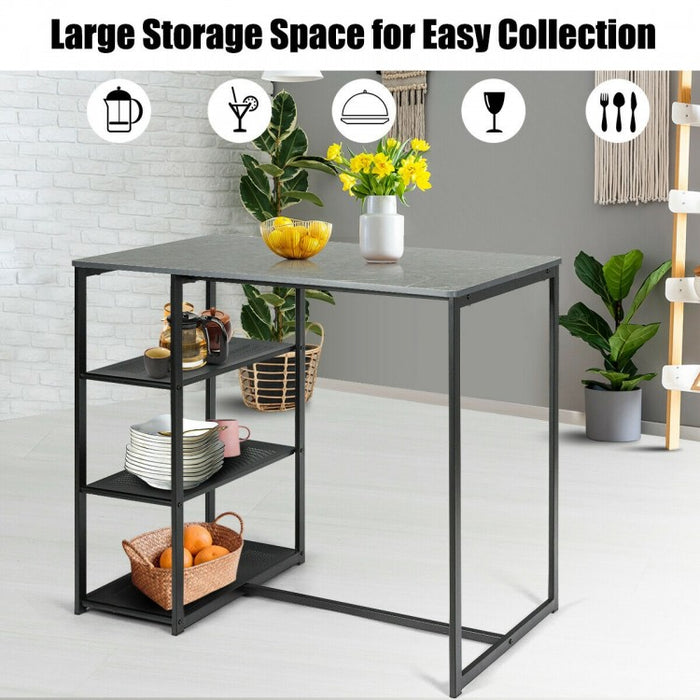 Modern Dining Room Sets - 3-Piece Set with 2 Upholstered Bar Stools and 3-Tier Storage Rack - Suitable for Restaurant and Bar