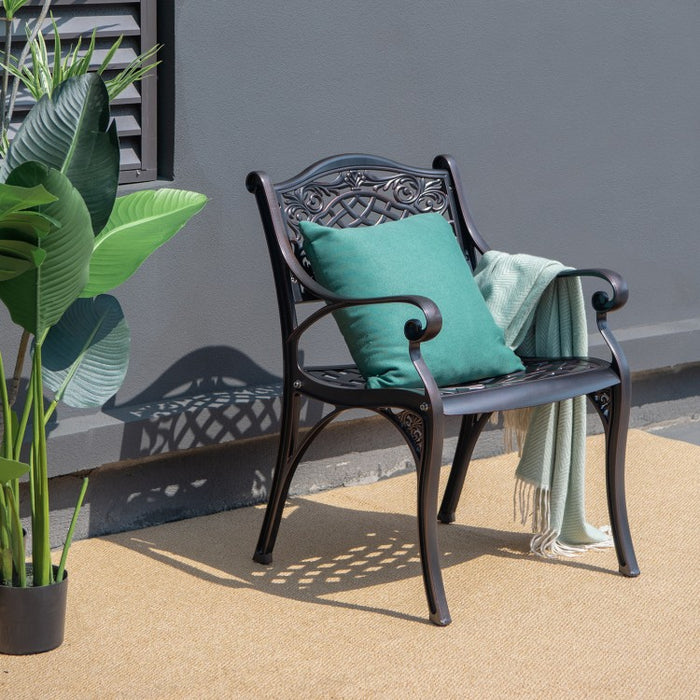 Outdoor Patio Garden Aluminum Armchair Set - Curved Seat Design, 2-Piece with Armrests