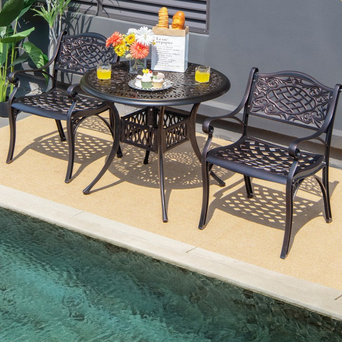 Outdoor Patio Garden Aluminum Armchair Set - Curved Seat Design, 2-Piece with Armrests