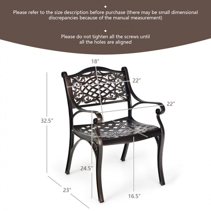 Outdoor Patio Garden Aluminum Armchair Set - Curved Seat Design, 2-Piece with Armrests