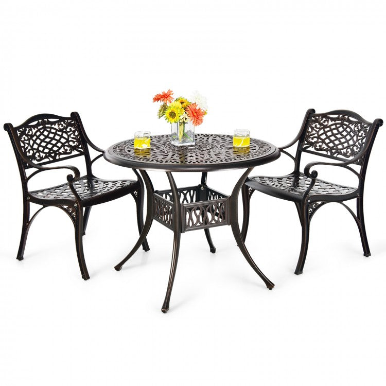 Outdoor Patio Garden Aluminum Armchair Set - Curved Seat Design, 2-Piece with Armrests