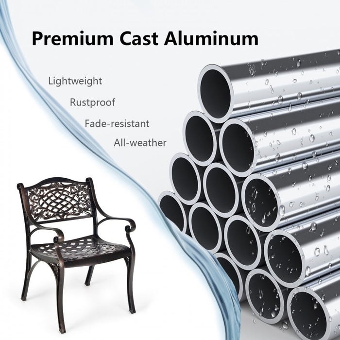 Outdoor Patio Garden Aluminum Armchair Set - Curved Seat Design, 2-Piece with Armrests