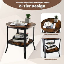Load image into Gallery viewer, Costway Industrial Style Round Side Table with 2-Tier Storage - Suitable for Living Room and Sofa Side
