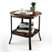 Load image into Gallery viewer, Costway Industrial Style Round Side Table with 2-Tier Storage - Suitable for Living Room and Sofa Side
