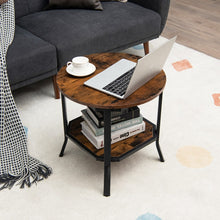 Load image into Gallery viewer, Costway Industrial Style Round Side Table with 2-Tier Storage - Suitable for Living Room and Sofa Side
