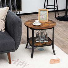 Load image into Gallery viewer, Costway Industrial Style Round Side Table with 2-Tier Storage - Suitable for Living Room and Sofa Side
