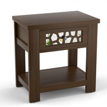 Load image into Gallery viewer, Costway Side Table with Storage Function and Vintage Glass Drawer - Suitable for Living Room
