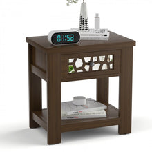 Load image into Gallery viewer, Costway Side Table with Storage Function and Vintage Glass Drawer - Suitable for Living Room
