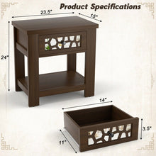 Load image into Gallery viewer, Costway Side Table with Storage Function and Vintage Glass Drawer - Suitable for Living Room
