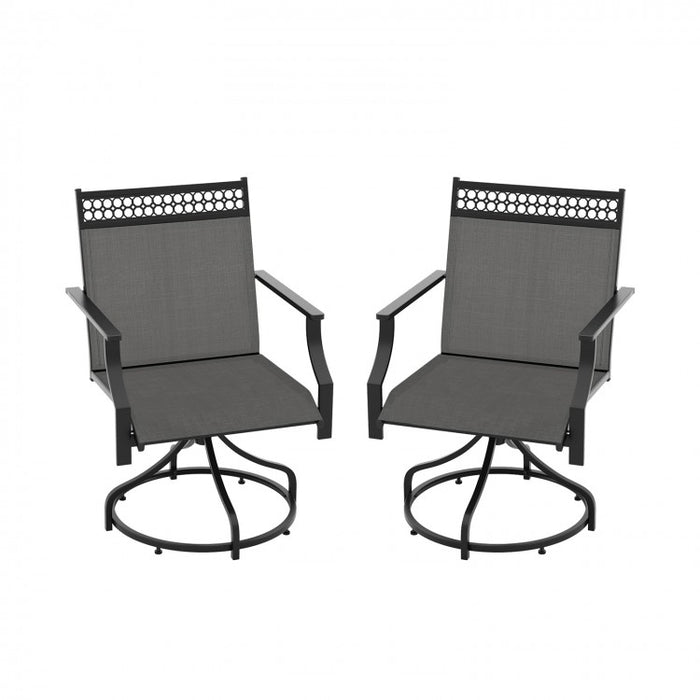 Outdoor Patio Swivel Dining Chairs Set - Gray/Brown Garden Furniture