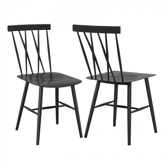 Modern Minimalist Black Stylish Dining Chairs - 2-Piece Set