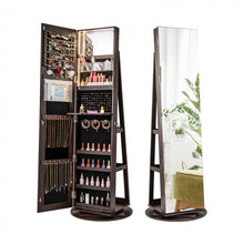 Load image into Gallery viewer, Multifunctional 360° Rotating Mirror Jewelry Cabinet with Built-in LED Lights - Ideal for Bedroom and Makeup Room
