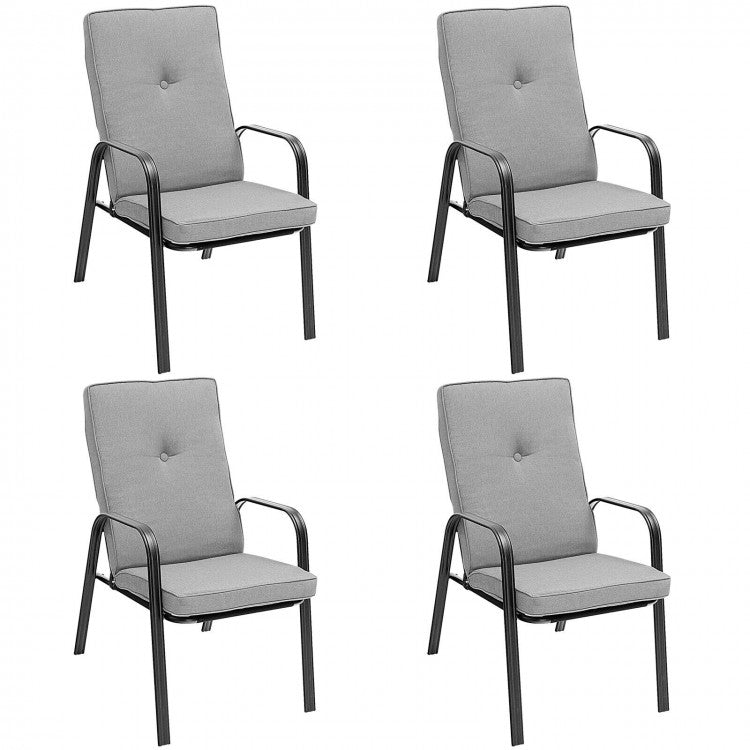 Patio Garden Modern Minimalist Gray Dining Chairs, Set of 4