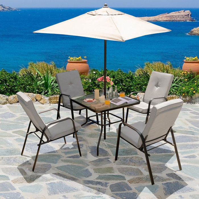 Patio Garden Modern Minimalist Gray Dining Chairs, Set of 4
