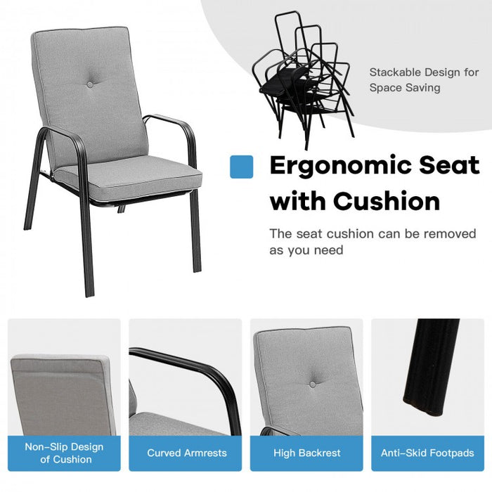 Patio Garden Modern Minimalist Gray Dining Chairs, Set of 4