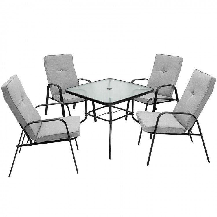 Patio Garden Modern Minimalist Gray Dining Chairs, Set of 4
