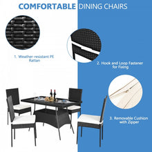 Charger l&#39;image dans la galerie, Outdoor Wicker Glass Top Dining Room Table Set - 5-Piece Set with High Back Chairs - Suitable for Backyard and Garden
