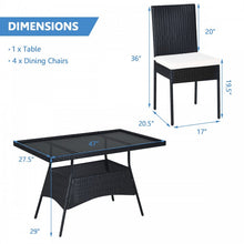 Charger l&#39;image dans la galerie, Outdoor Wicker Glass Top Dining Room Table Set - 5-Piece Set with High Back Chairs - Suitable for Backyard and Garden
