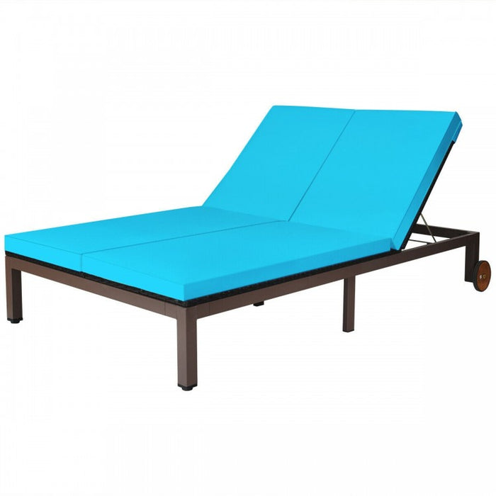 Outdoor 2-Person Adjustable Chaise Lounge Chair for Patio, Pool, or Terrace